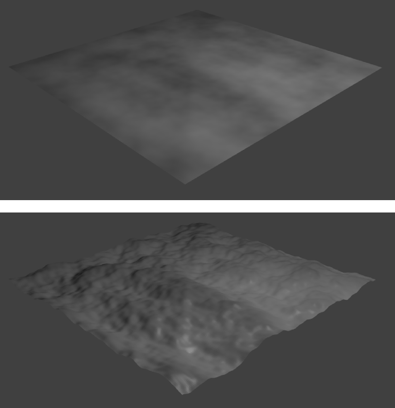 Perlin noise used as a heightmap